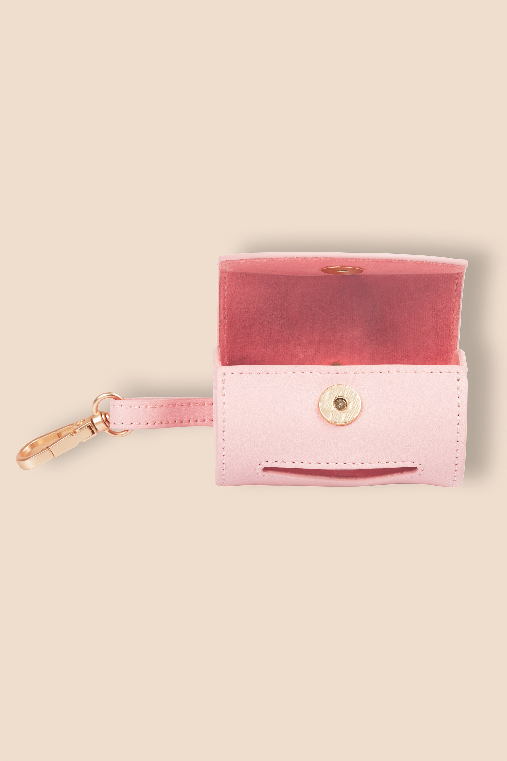 MIA COOSH Poop Bag Holder from Vegan Microfibre Leather with Matte Gold Hardware in Blush Pink