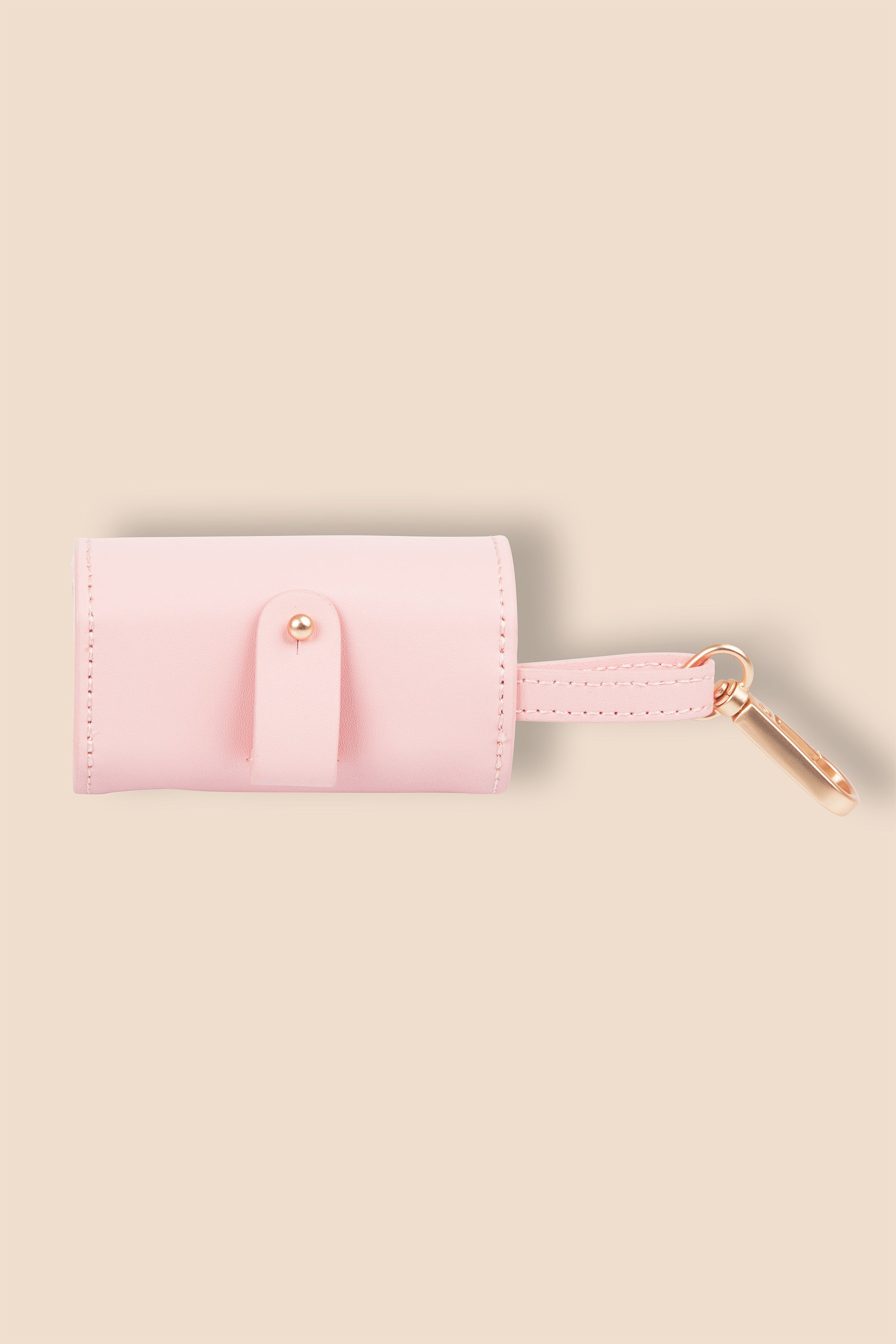 MIA COOSH Poop Bag Holder from Vegan Microfibre Leather with Matte Gold Hardware in Blush Pink